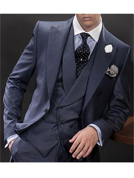 

men's suits & blazers suits custom-made italian navy blue suit 3 double piece breasted formal thin blazer from the prom (jacket + pants, White;black