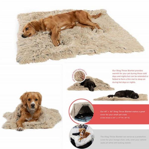 

soft pet dog blanket cat bed mat long plush warm double layer fluffy deep sleeping cover for small medium large dogs mattress beds & furnitu
