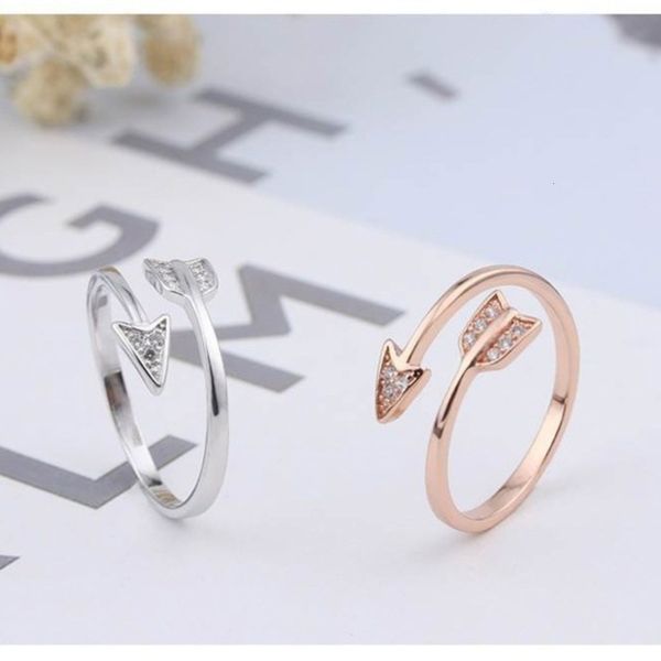 

yichen simple new with diamond love bow and arrow open finger ring, Black