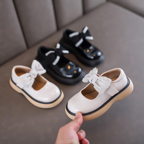 

flat shoes autumn girls' bow princess school children, Black;grey