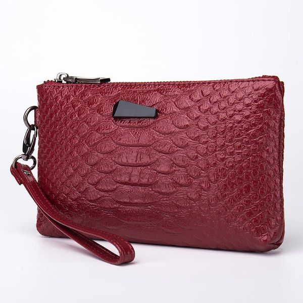 

wallets alligator leather coin purses women's cowhide change money bag zipper pocket key card holder fashion clutch pouch, Red;black