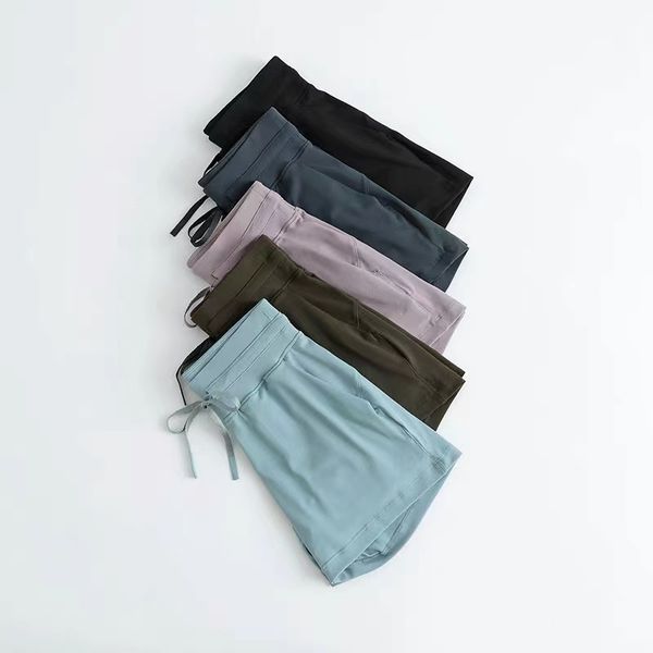 

lulu high waist yoga short womens leggings lu designer women align workout 33 shorts legging pants pocket quick dry gym sport style clothing, Black