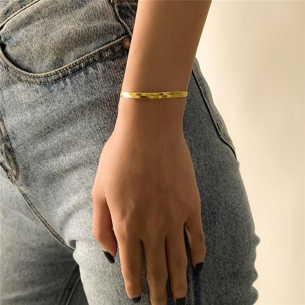 

europe america fashionable simple personality single-layer flat snake bone chain exquisite elegant female jewelry metal bracelet link,, Black