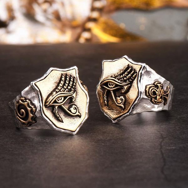 

cluster rings the eye of horus for man and women s925 silver index ring fashion jewelry hippop street culture mygrillz, Golden;silver