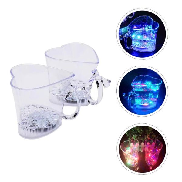 

party decoration 4pcs glowing heart cups led light glow water induction for bar