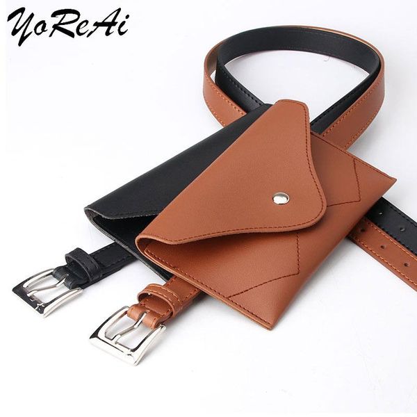

women dress skirt decoration fanny pack envelope bag pu leather fashion women's small waist belts solid phone bags