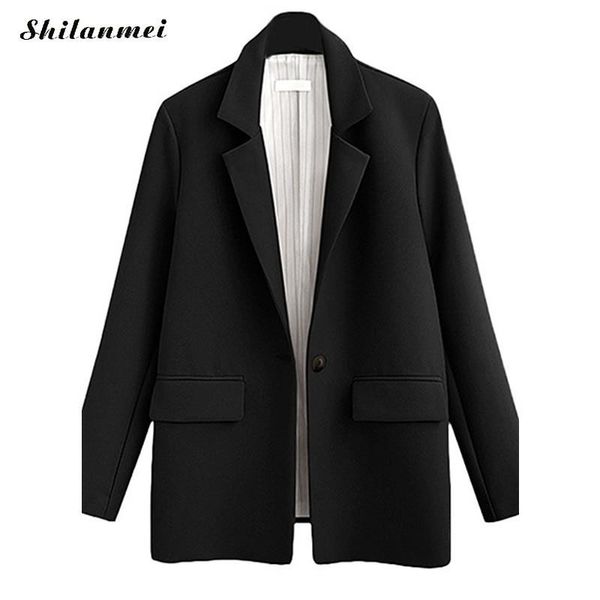 

women's suits & blazers long sleeve woman jacket office lady elegant 2021 spring autumn outwear solid female casual slim coat femenino, White;black