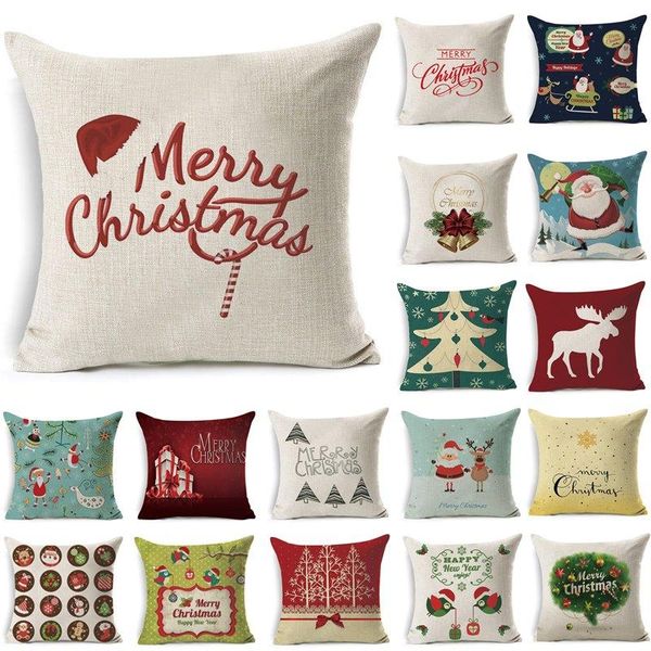 

1pcs 43*43cm christmas tree deer bird pattern cotton linen throw pillow cushion cover car home sofa decorative pillowcase 40472 cushion/deco