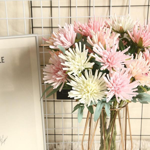 

47cm ins crab claw chrysanthemum simulation flower manufacturer home decoration wedding bouquet plant wall fake flowers decorative & wreaths