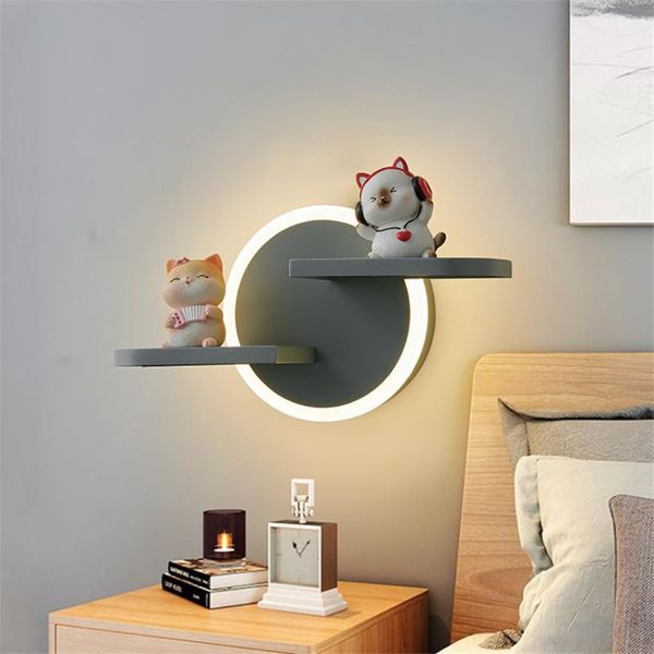 

creative round wall lamps living room background restaurant children's bedroom nordic boy girl bedside can be placed lights lamp