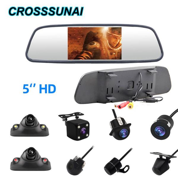 

car video 5 inch tft lcd rearview mirror monitor auto parking system with hd front rear view reverse camera night vision