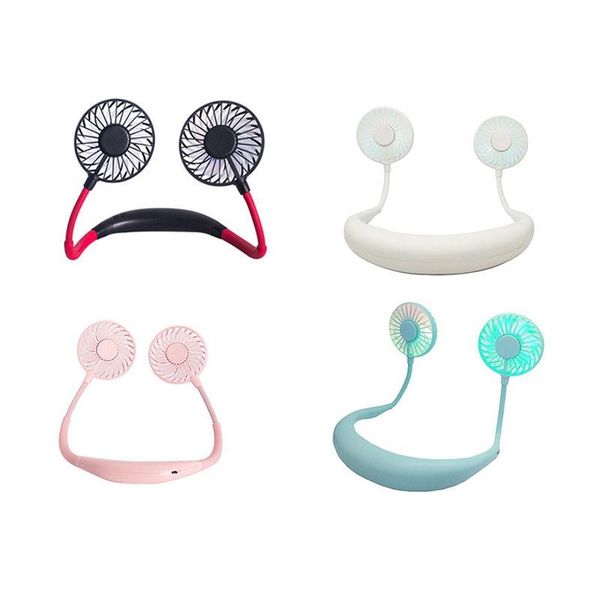 

electric fans hanging neck fan outdoor portable usb charging mini sports with light