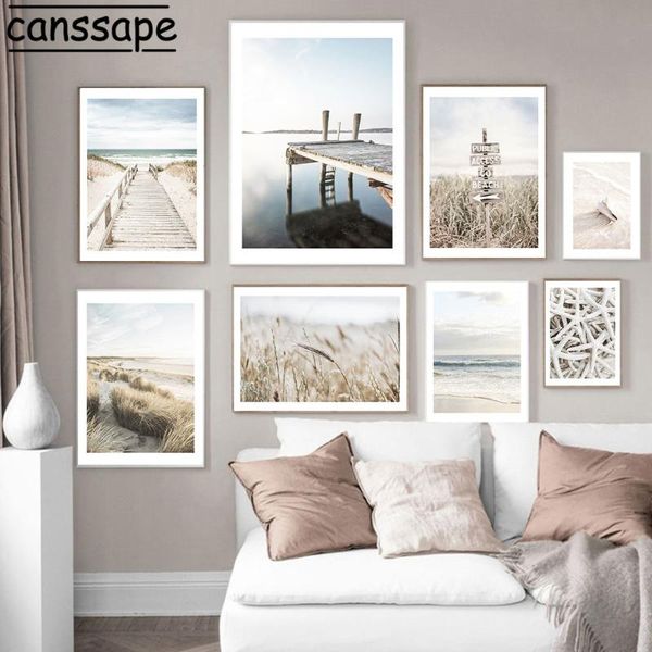 

paintings landscape canvas art print reed plant beach conch wall pictures nordic posters and prints living room decoration