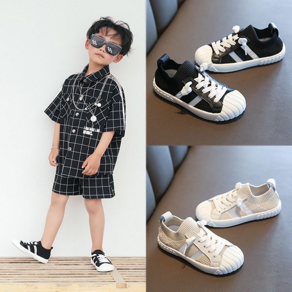 

70% off factory online 2021 autumn new children's sports shoes breathable and versatile boys' girls' casual mesh flying woven, Black