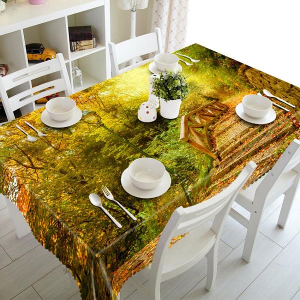 

table cloth 3d garden house pattern waterproof polyester rectangular tablecloth wedding decoration
