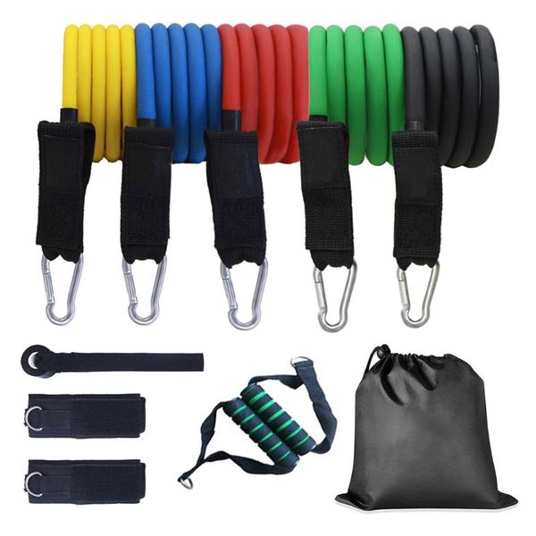 

resistance bands 11pcs/set band 125 pounds tpe elastic pull rope gym home fitness sports workout body building equipment tool