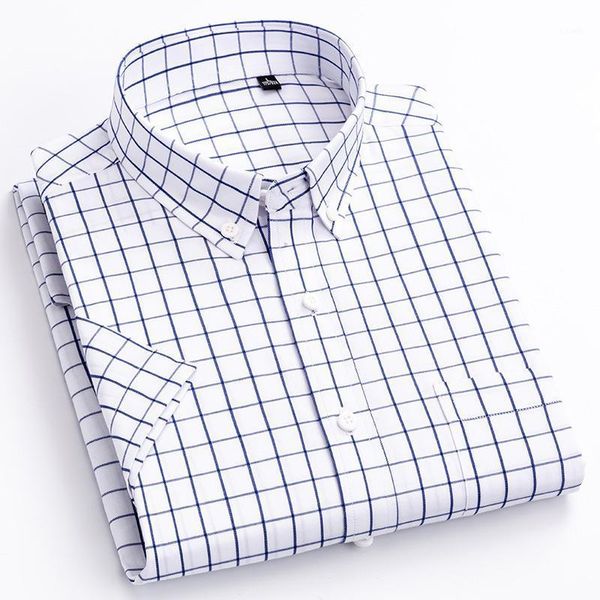 

men's casual shirts shan bao black and white plaid shirt classic style business brand clothing slim cotton short-sleeved, White;black