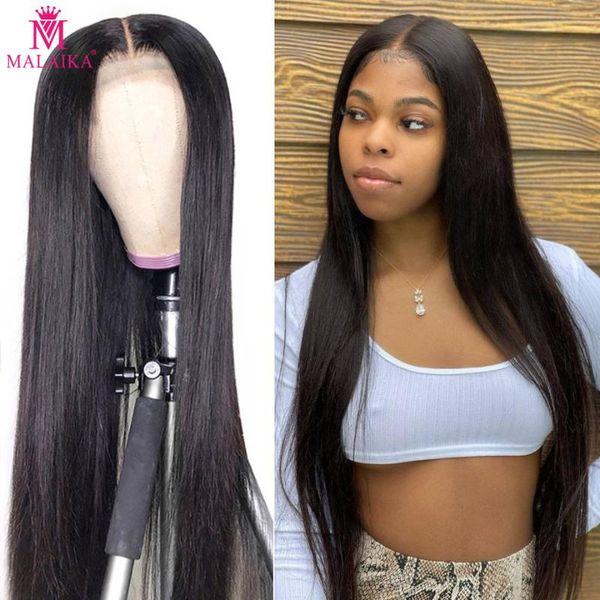 

lace wigs malaika front human hair pre plucked straight wig 4x4 brazilian closure with baby, Black;brown