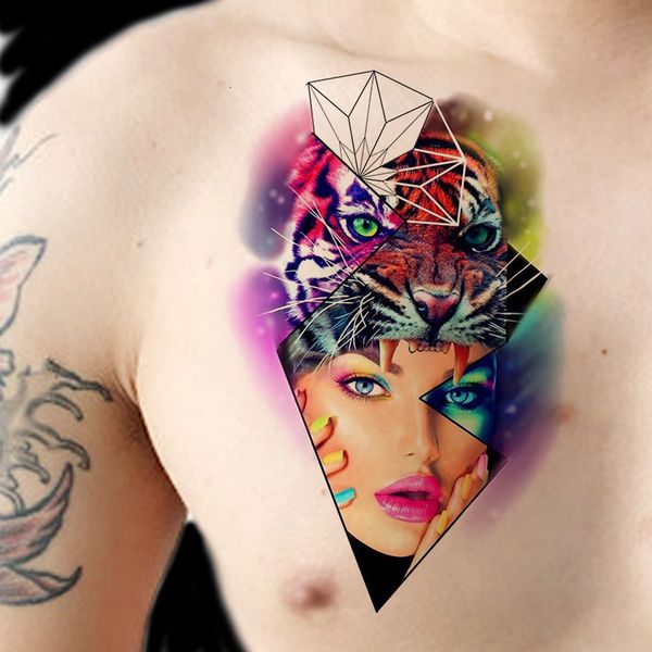 

half arm tattoo paste waterproof and durable male female flower prajna buddha geisha ins wind dark simulation