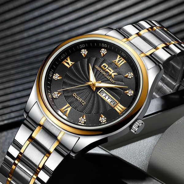 

wristwatches fashion men's quartz watch stainless steel man watches brand mens waterproof date relogio masculino luminous, Slivery;brown