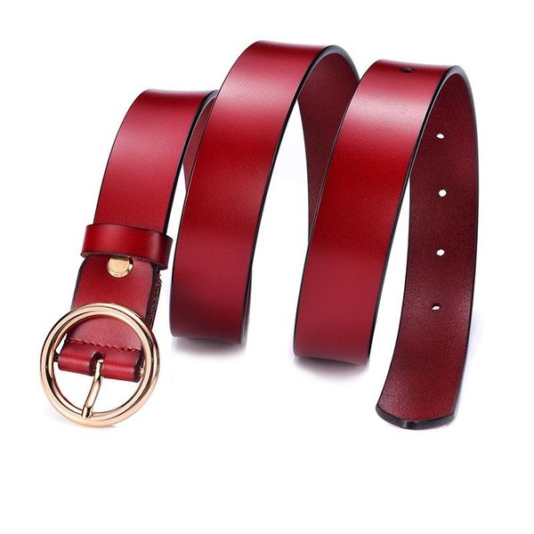 

belts leather for women fashion jeans classic retro simple round buckle female pin denim dress sword goth luxury punk gothic, Black;brown