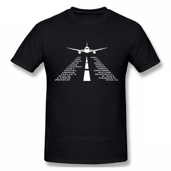 

novelty airplane phonetic alphabet pilot gift t shirt fashionable streetwear shirt organic cotton camiseta 210629, White;black