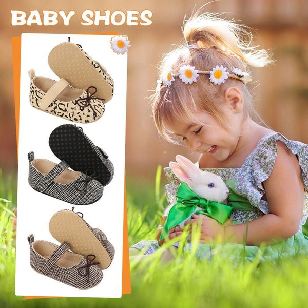 

first walkers toddler kids baby boys girls bowknot leopard print non-slip walking shoes for 0-18 months children