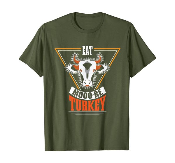 

eat more turkey - thanksgiving holiday cow t-shirt, White;black