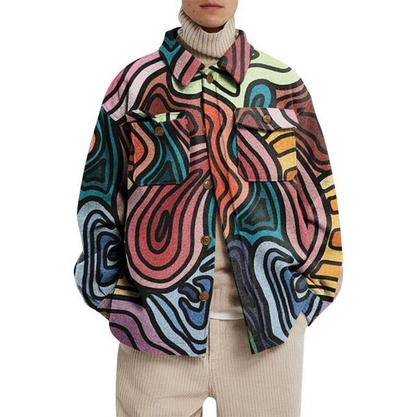 

men's jackets jodimitty fashion trend clothing spring and autumn three-dimensional patch pocket jacket button print men, Black;brown