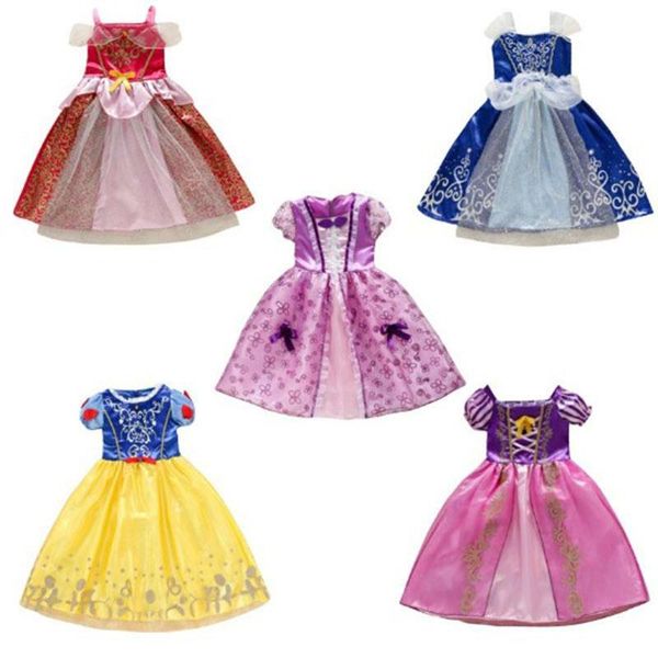 

2021 9 styles baby girl halloween cosplay dress sleeping beauty long hair princess costume dresses kids xmas party dresses, Red;yellow