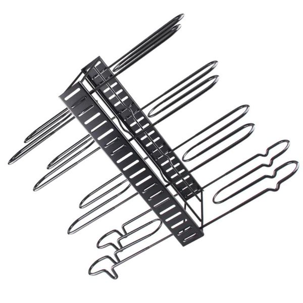 

hooks & rails 1pc iron kitchen pot storage rack multi-layer covers shelf (black)