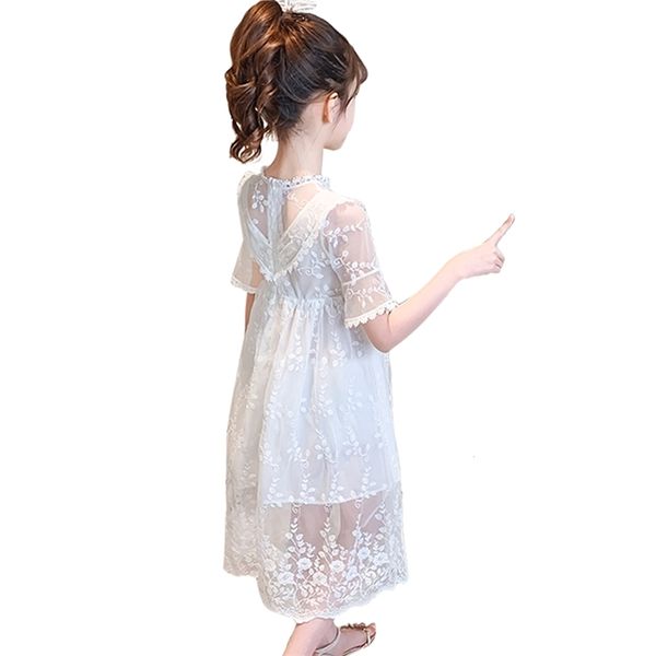 Vestito da ragazza in pizzo floreale per bambini Stile carino Bambini Costumi estivi per bambini s 6 8 10 12 14 210528