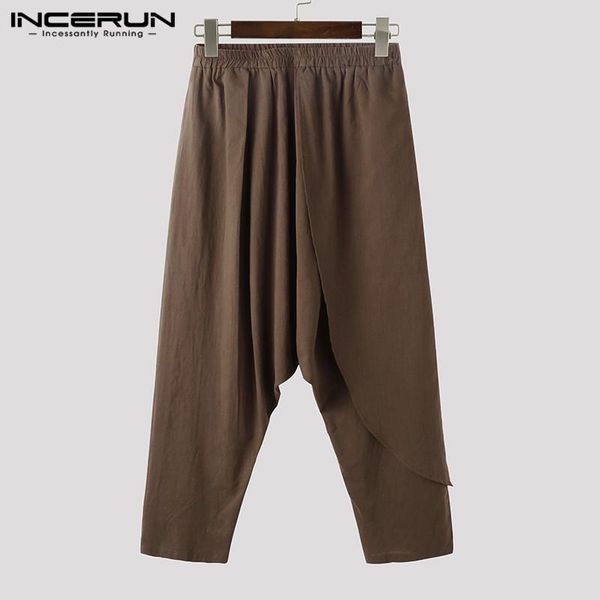 

men drop crotch pants fashion solid oversized trousers elastic waist pantalones mens vintage streetwear plus size men's, Black