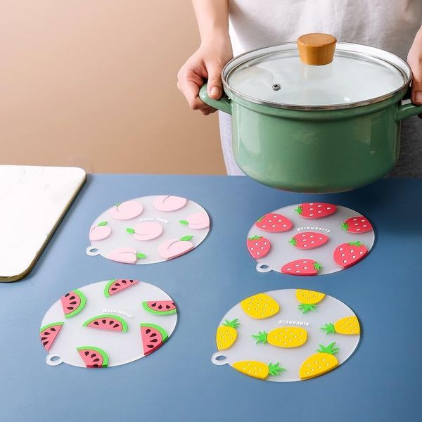 

mats & pads creative kitchen cute cartoon fruit placemat strawberry pineapple watermelon insulation three-dimensional silicone