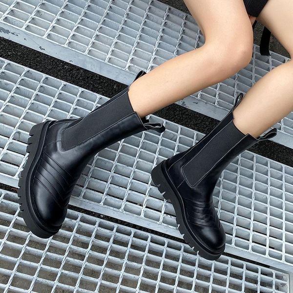 

boots autumn and winter style personality sichel simple atmosphere women's shoes fashion all-match mid-tube, Black