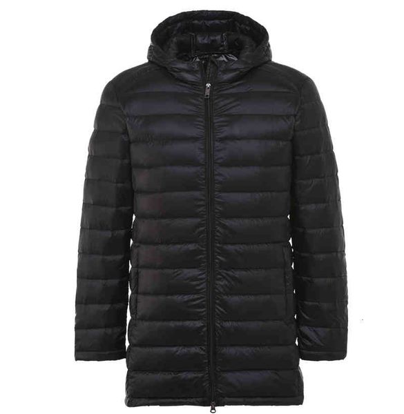 

long winter new jacket men autumn coat duck down hooded ultra light jackets solid color windbreaker zipper, Black
