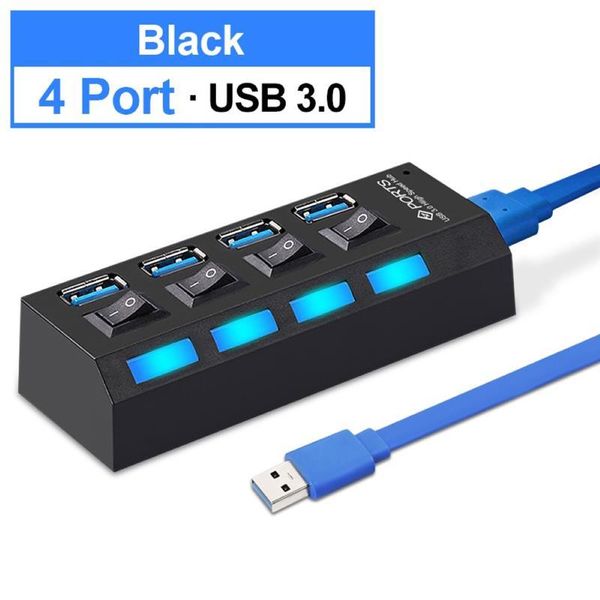 

hubs usb 3.0 hub with 4 port multi splitter switch power adapter expander for pc computer windows2000 /xp/win7 /vista