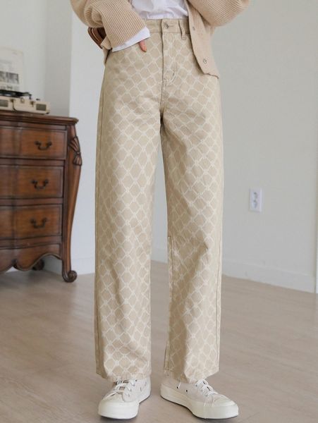 

dazy argyle print high waist jeans b9nd#, Blue