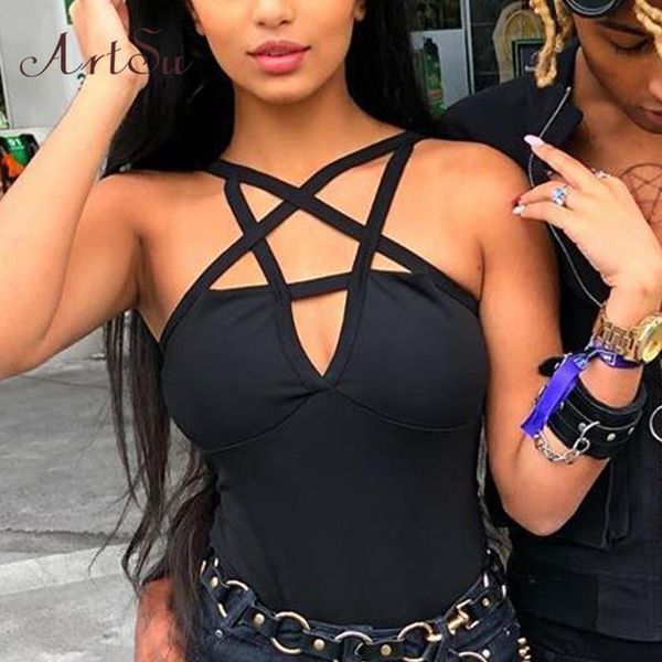 

bandage black stars hollow out bodysuit straps sleeveless teddy bodysuits catsuit one piece summer asju60533 women's jumpsuits & romper, Black;white