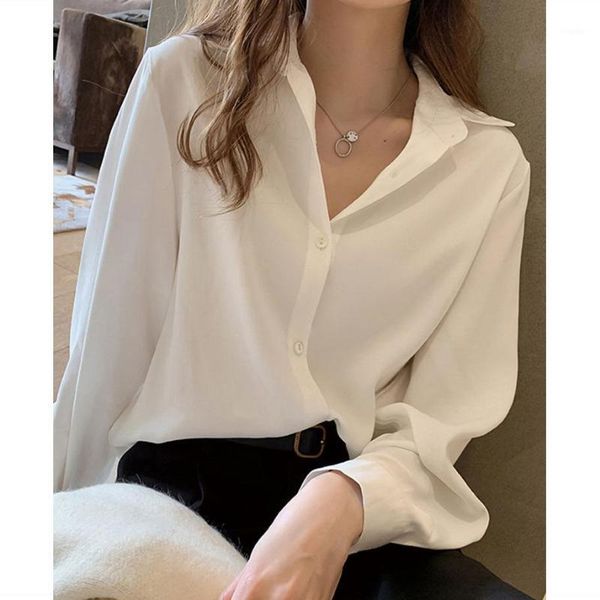 

women's blouses & shirts chitocx 2021 white shirt women loose blouse korean style bottoming long-sleeved fashion