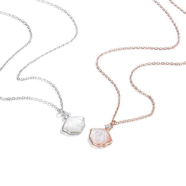 

pendant necklaces s925 silver fritillaria necklace female korean version ins niche design simple clavicle chain jewelry