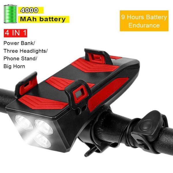

in 1 multifunctional riding equipment bicycle headlight mobile phone bracket bell power supply bike lights