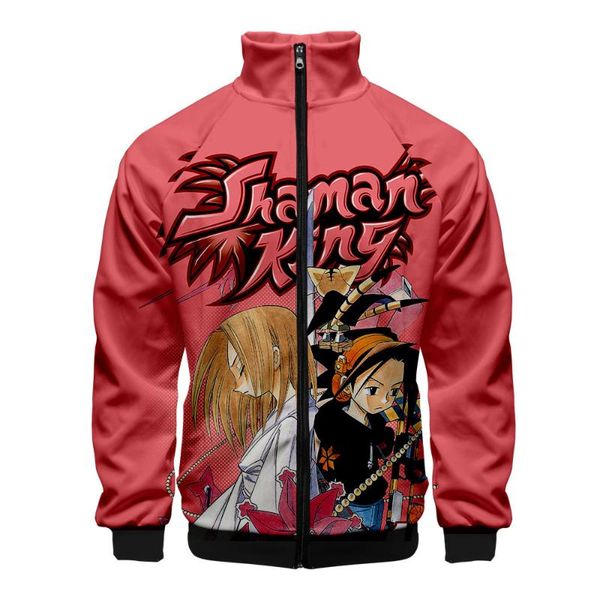 

men's hoodies & sweatshirts anime shaman king yoh asakura 3d print jacket slim stand collar zipper male tracksuits streetwear hip hop h, Black