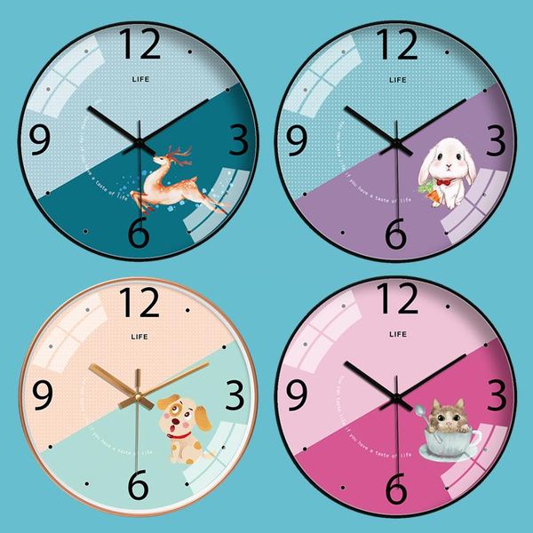 

wall clocks cute cartoon clock nordic creative silent living room art watch simple orologio da parete children's decor mm60wc