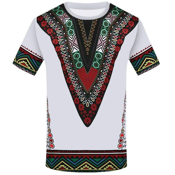 Männer T-Shirts Männer Dashiki Hemd 3D Gedruckt Kragen Afrikanische Nationalkostüm T-shirt Sommer Stil Großhandel 2021