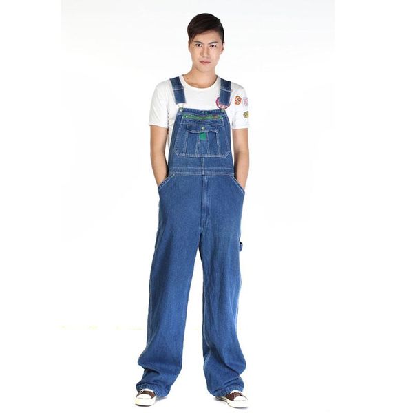 

men's pants jeans jumpsuit plus size 28-48 50 suspenders blue, Black