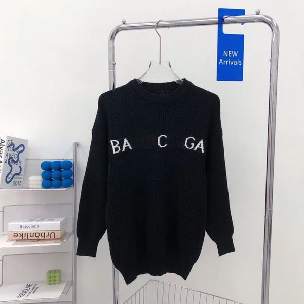 

70% off fashion 2021 autumn new jacquard letter thick needle loose comfortable fashion jiangyue round neck sweater, Black