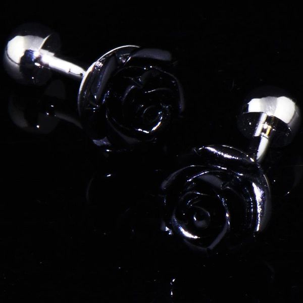 

cuff link and tie clip sets luxury fashion black rose cufflink for mens&women vintage antique france shirt links men jewelry, Silver;golden