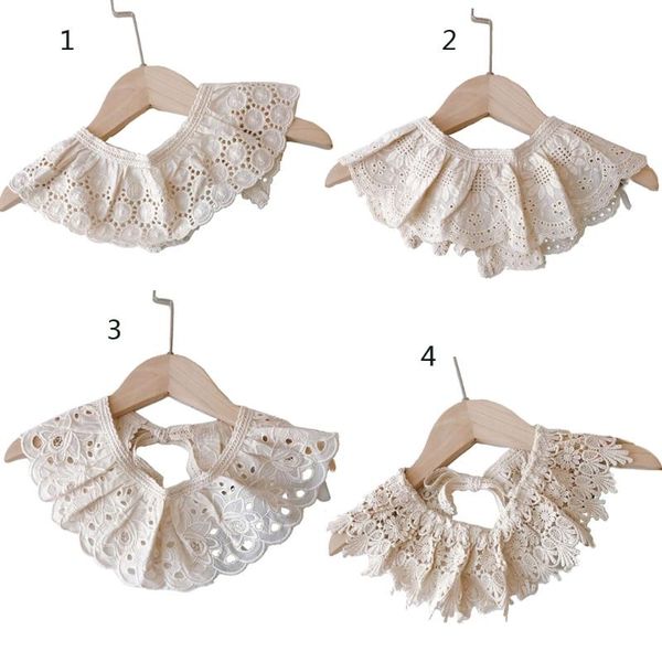 

hair accessories kids lace floral bib hollow out false collar girls clothes accessiory baby shawl, Slivery;white