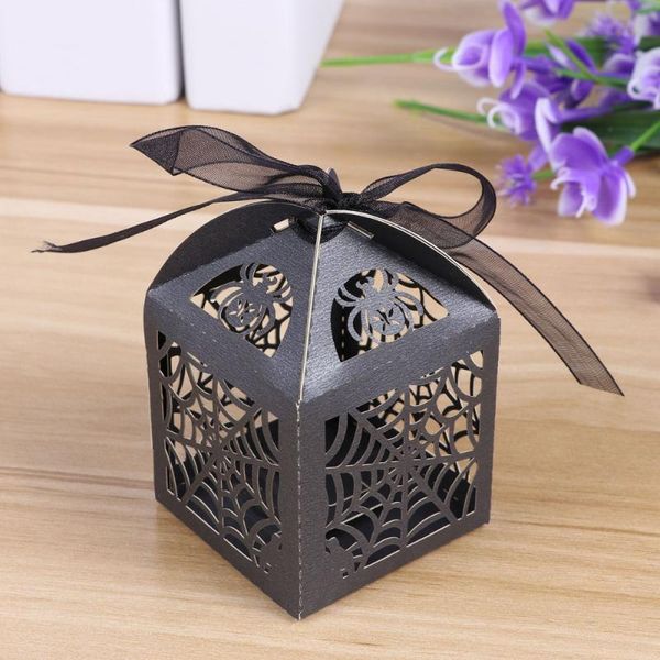 

gift wrap 50pcs hollow die-cut favor boxes wedding candy (black)